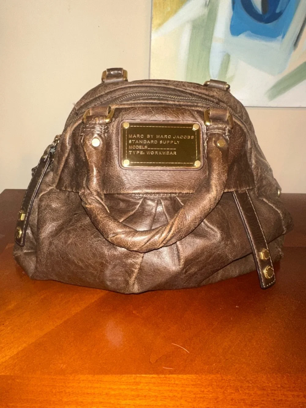 Marc by Marc Jacobs Brown Leather Dome Satchel with Gold Plaqueđ€ - Picture 1 of 9